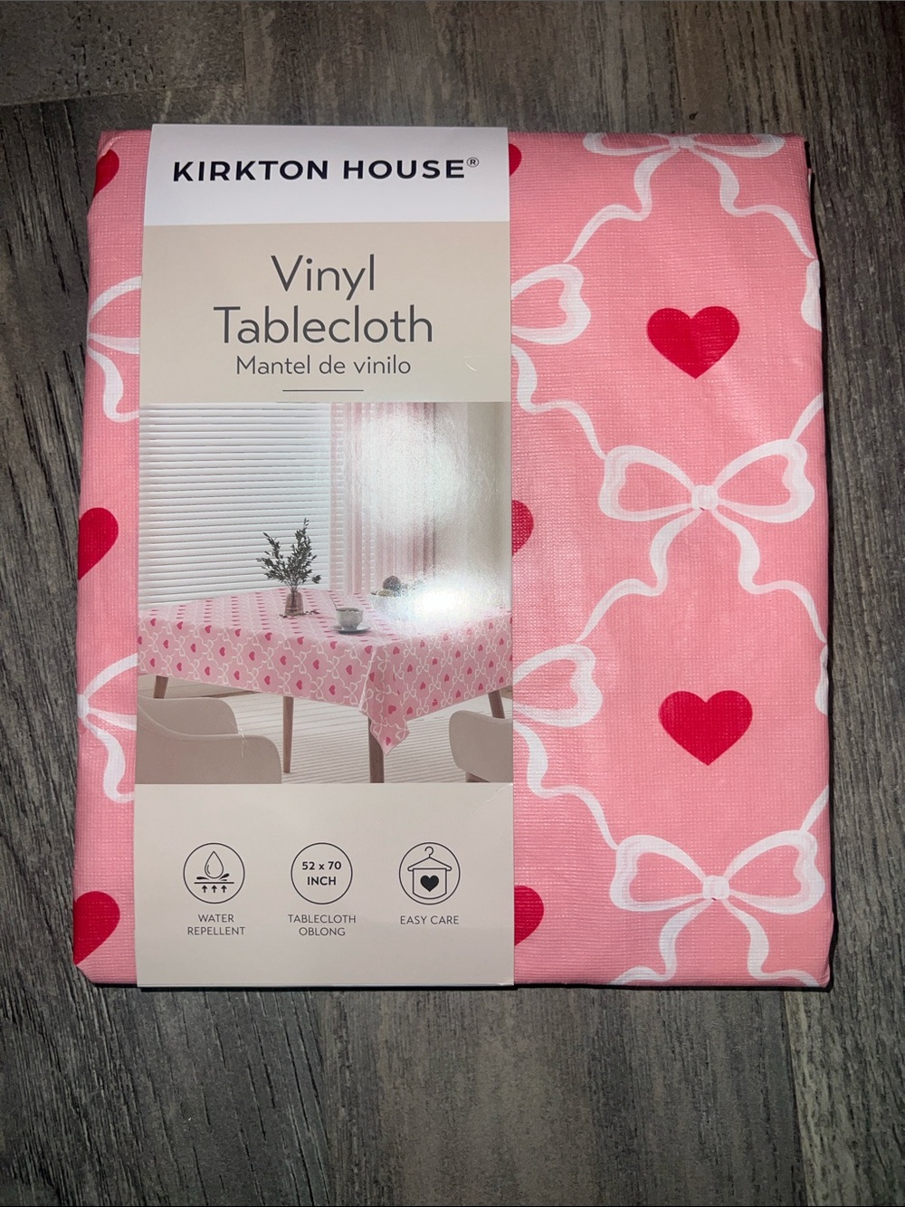 Kirkton House Pink Heart Vinyl Tablecloth